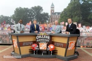 ESPN's Saturday morning preview show will broadcast on Clemson's campus for the 4th time in history. (Photo credit to Allen Kee, AP photo, and OnlineAthens.com)