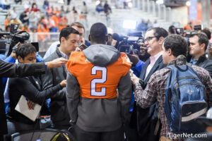 Mackensie Alexander talks to the media during Media Day. Photo Credit to Tigernet.com
